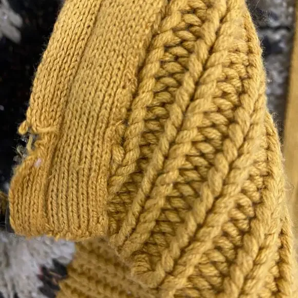 Free People Rudolph Cardigan - Golden Yellow & Tan - Size Small